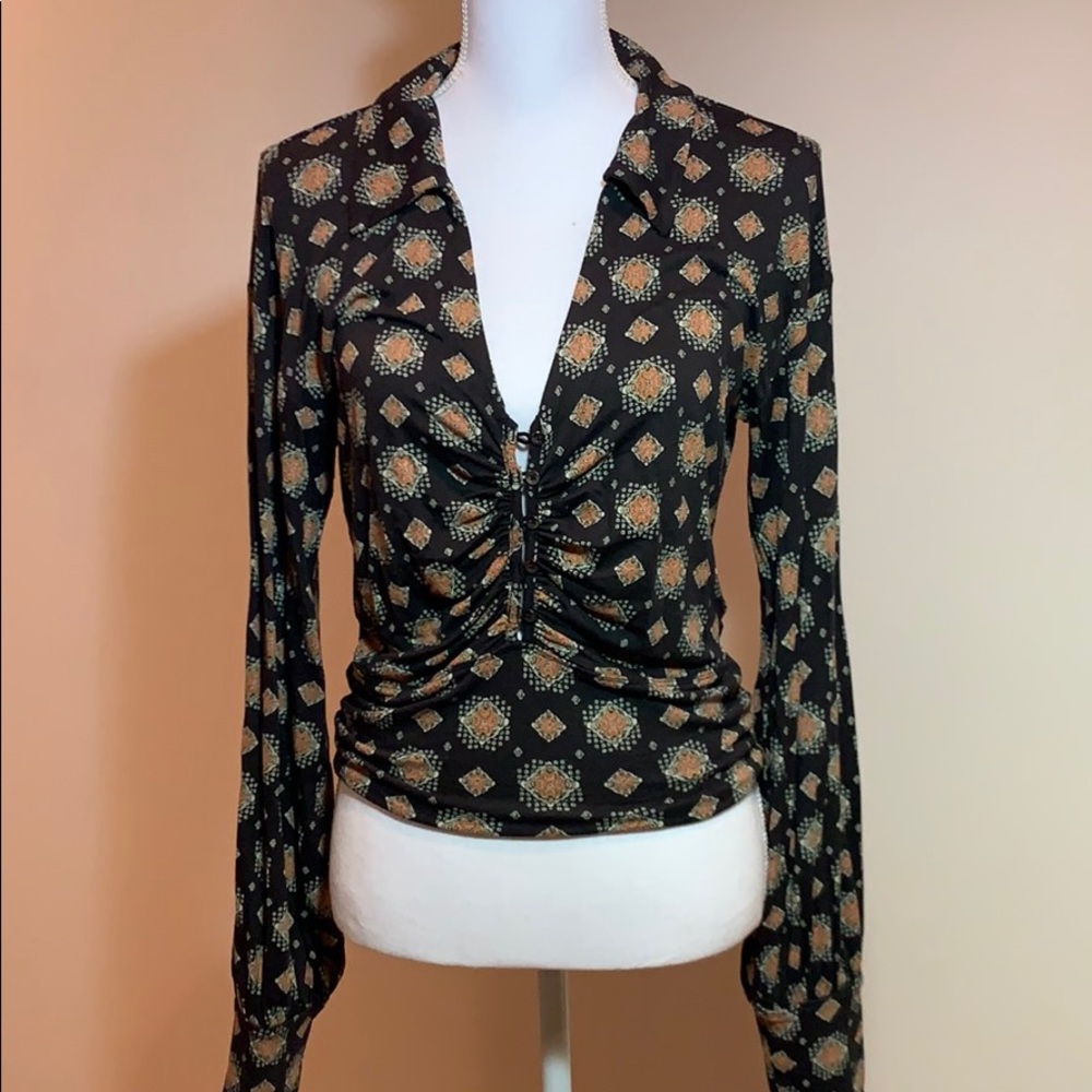Free People - Patterned Long Sleeve Top